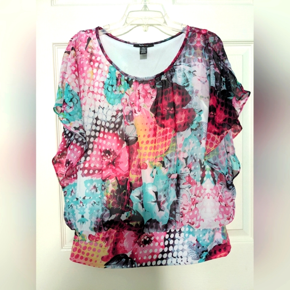 Style & Co Floral Multicolor Women's Top, Large. EUC